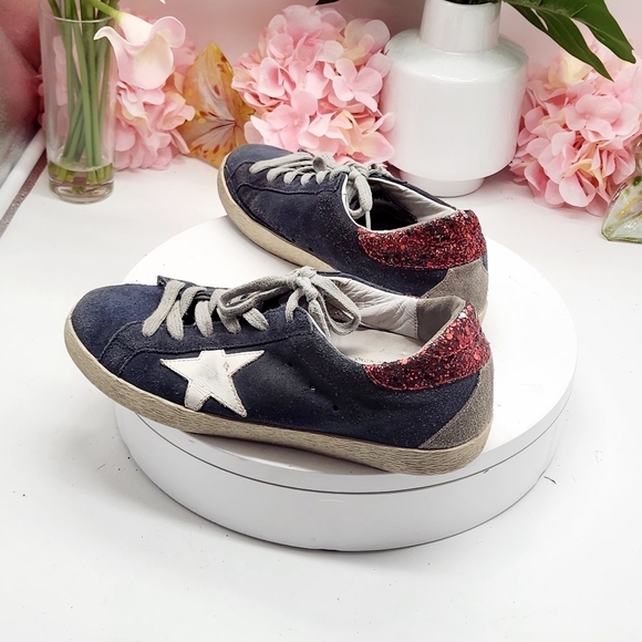 Golden Goose Super-Star Suede Blue & Red Sneakers Size 7 - Picture 5 of 16